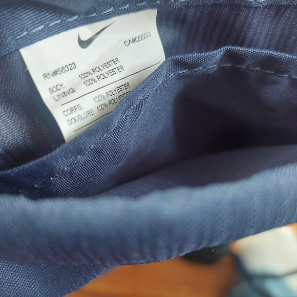 Nike Blue and Black Drawstring Backpack Swoosh Sturdy Double Ribbed Nylon - Picture 4 of 5